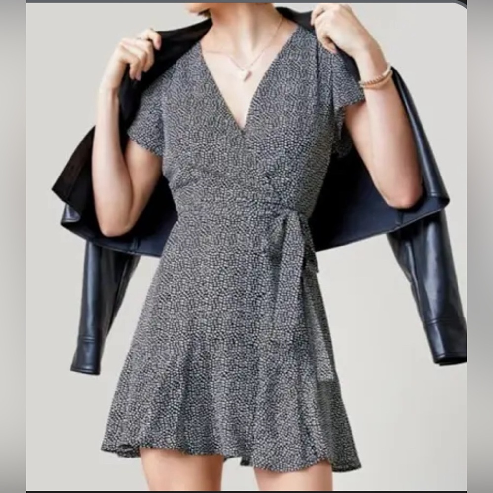 Mi Ami Medium Black with White Polka Dots Wrap Dress